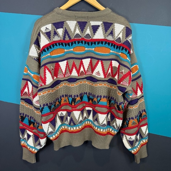 Vintage 90s Tosani 3D knit sweater Mens large Coogi Style - Picture 5 of 14